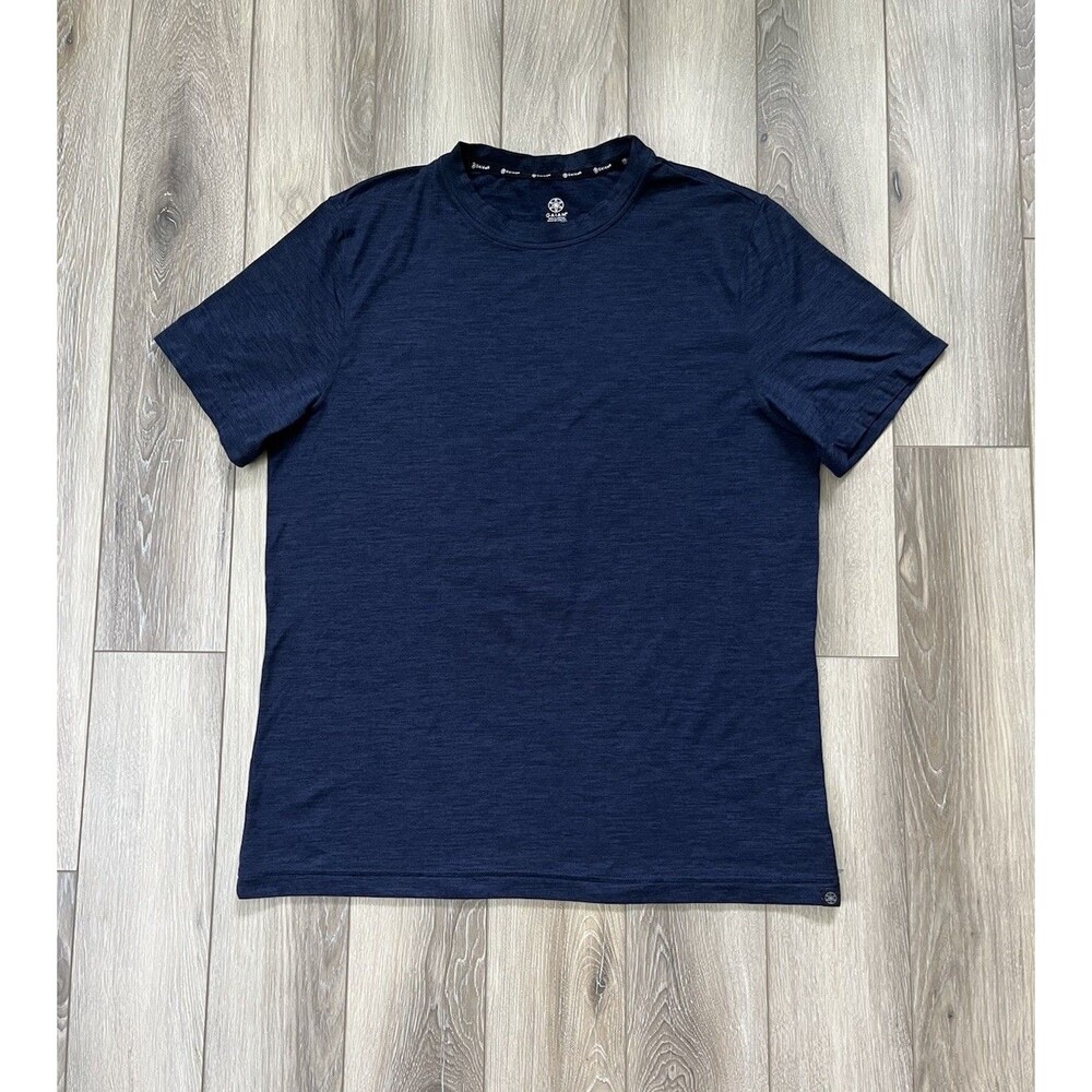 Gaiam Blue Workout T-Shirt Mens Sz L Yoga Gym Athletic Soft Stretch Short Sleeve